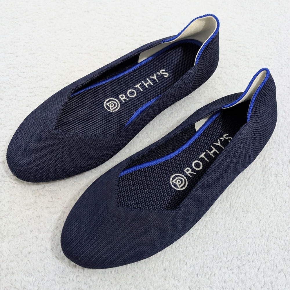 Rothy's The Flat Slip On Shoes Maritime Navy Blue Woman's Size 7.5 Round Toe USA
